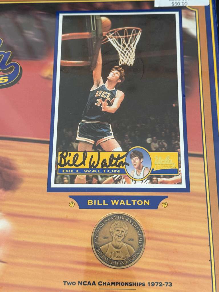 1997 UCLA Bruins Floor Board Autograph Signed By John Wooden/Bill Walton JSA Graded